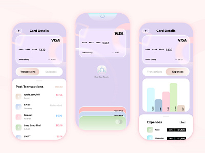 Wallet App app creditcard design expense finance glass iphone mobile money pastel pink purple ui wallet walletapp