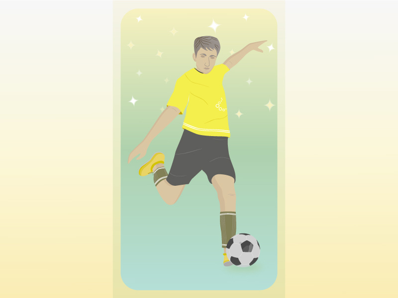 Football Player jersey free kick illustration game athlete grass green star lights yellow football