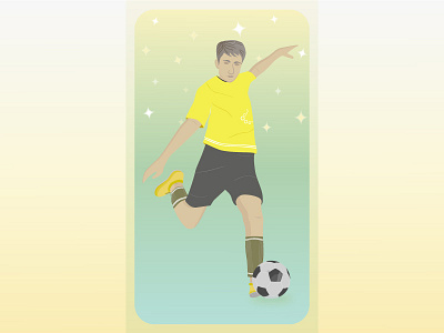 Football Player athlete football free kick game grass green illustration jersey lights star yellow