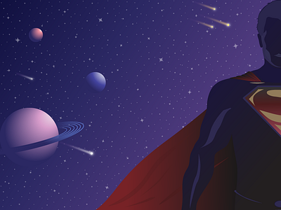 Man of Steel blue comet galaxy meteor planet purple red stars superman universe