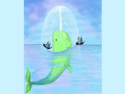 Moby Dick or the whale blue book green ship sketchbook pro water whale