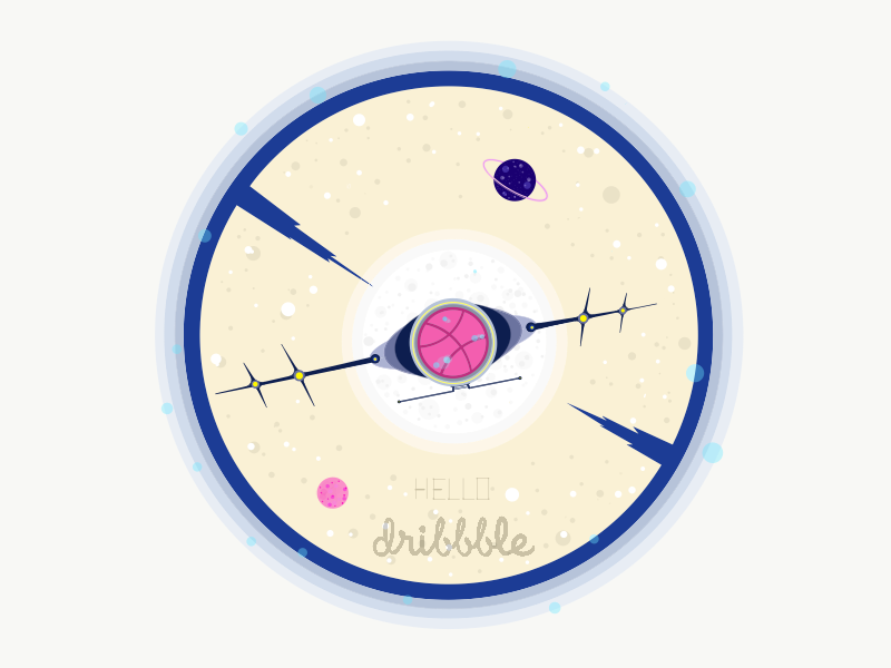 Dribbble starship stars planets spaceship galaxy