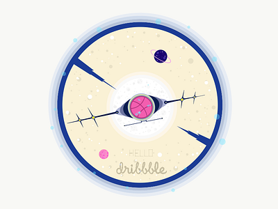 Dribbble starship galaxy planets spaceship stars