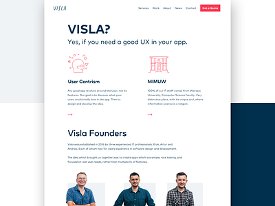 Why Visla? about about page about us clean design page simple software agency software house ui web web design web development webpage website why us