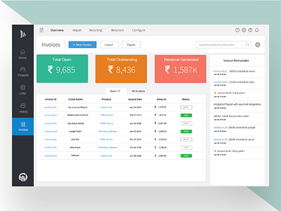 Teamwave Invoice Dashboard concept