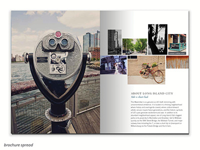 The Maximilian Brochure Spread - About Long Island City advertising art direction branding concept copywriting design layout logo photography