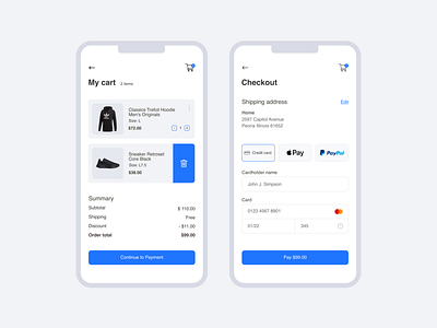 Credit Card Checkout cart checkout credit card dailyui ecommerce mobile order pay paymnent shopping ui