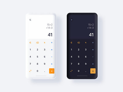 Calculator app calculator clay clean dailyui dark dark mode dark theme light light mode light theme minimalist mobile theme ui