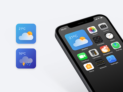 Weather App Icon app appicon clouds dailyui dailyui005 glassmorphism icon illustration mobile sun ui weather