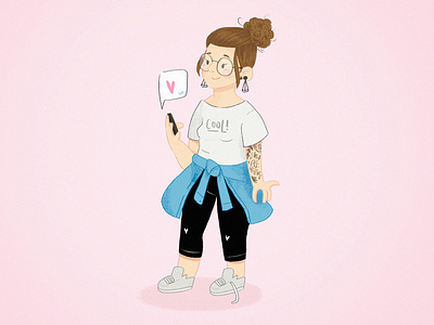 Texting character character design color first shot heart hello illustration