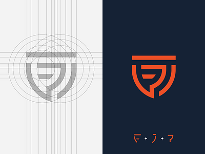 FJP - Shield Logo branding design grid industrial industry initials letter line logo logo grid logotype monoweight shield shield logo