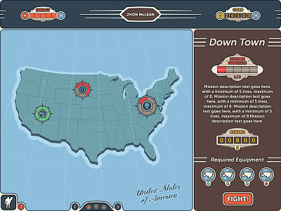 Retro-futuristic game for iPad - Map alien america cadillac deer hunter down town energy fight futuristic game invasion retro retro futuristic