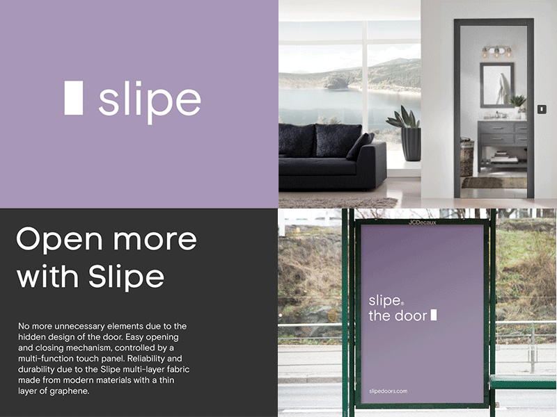 Slipe branding colors door doors future geometry identity interior invest investing investment logo logotype new project slipe startup symbol toch type