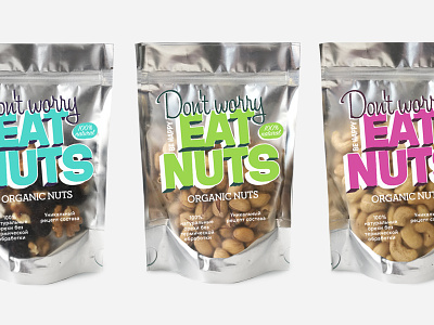 Don't Worry — Eat Nuts colors happy identity lettering nuts pack packaging type typography