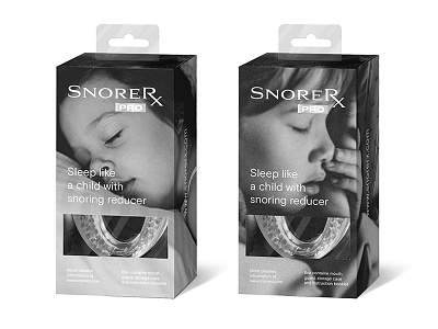 SnoreRx packaging photo sleeping