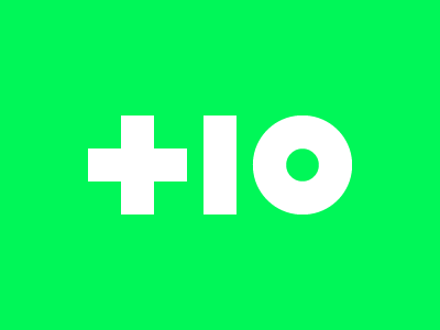 +10 - sport nutrition brand 10 flat geometric logo logotype number numbers plus shapes simple ten zero