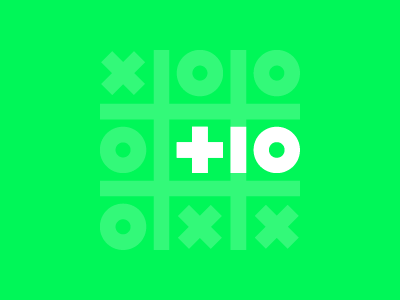 +10 Tic Tac Toe 10 branding flat geometric logo number numbers plus shapes simple ten zero