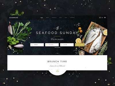 Gourmand - Seafood Home blog chef confectionary cooking cooking blog cuisine dinner drink food food blog graphic design menu card modern open table recipe restaurant sea food ux ui webdesig wordpres