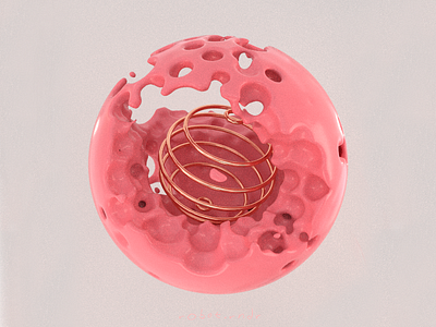 Pieology 3d abstract animated blender clean digital dribbble gold houdini pink robot rndr sphere