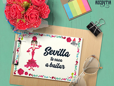 Tarjetas Sevilla flamenca ilustraiton