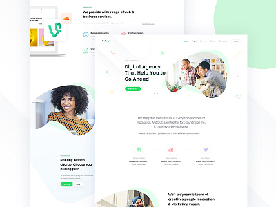 Gullu - Creative Digital Agency Theme agency business colour corporate flat green shape startup trend web