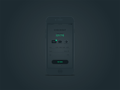 Dark Credit Card Checkup UI app dailyui dark design form green mobile ui ui design usability ux ux design