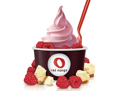 Red Mango Yogurt Painting illustration mango painting photo realistic red