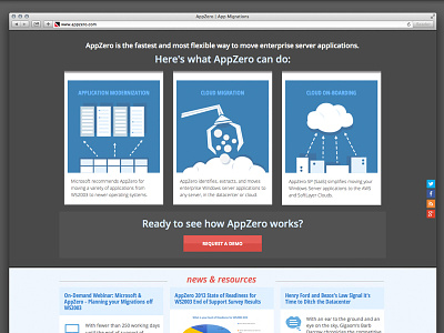 Appzero Homepage blue call to action cloud gray homepage illustrations interface red