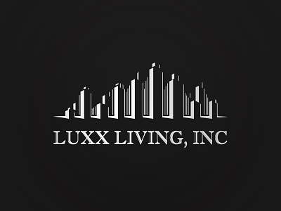 Luxx Living mark black cities logo luxury miami new orleans real estate silver skyline vector