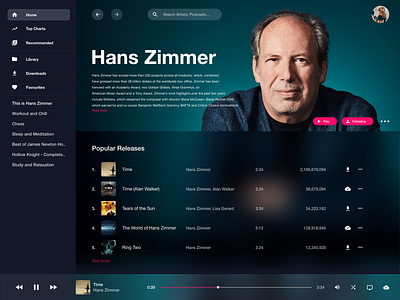 Desktop Music App app branding computer desktop hans zimmer music spotify ui uiux ux