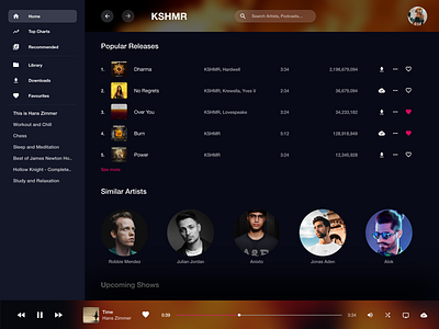 Artist Profile Page alok app computer design illustration kshmr music pink spotify ui ux website