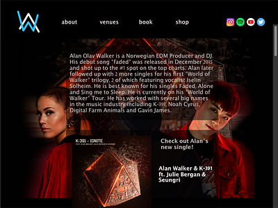 Alan Walker Website Mockup alan art design logo music walker website