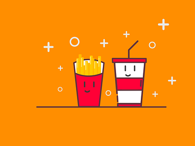 Cute Fast Food art branding color design fast food flat flatdesign fries icon illustration logo pixel soda ui