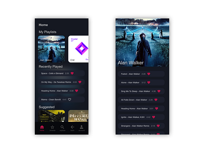 Music UI adobexd alan walker iphonex music ui ux