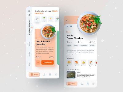 Let's Cook | What you have in your Fridge. anupdeb cooking creative creative design design food app ingredient minimal food app mobile mobile app modern ui navigation recipe recipe app typography ui userinterface ux