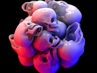Skulls 3d 3d art 3d artist 3d graphic cinema 4d colour design material model octane skull space