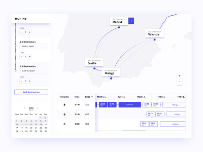 Trip-Planner Platform calendar clean concept dashboard design flat infographic interface platform sketch trip ui ux web