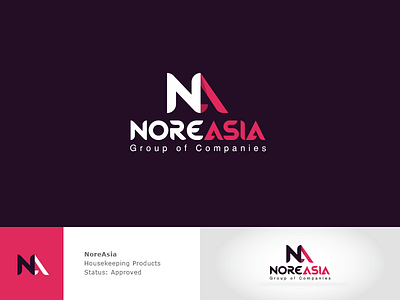 NoreAsia Branding branding dark violet housekeeping housekeeping products logo logo logo design na logo origami type pink tissue typo logo violet logo