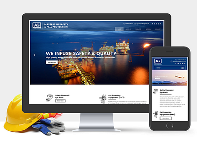Ag Corporation Website Mockup creative creative website desktop view fall protection mobile website personal protection equipments safety products web design safety services and supplier safety services website ui design web design website design