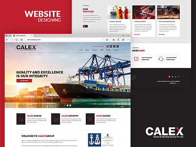 Calex Group Website creative website home page design icon design landing page marine industry marine website offshore industry offshore website red website ui design web design website design