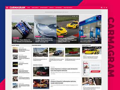 Carmagram Website Design blog design blog website blogging car blog website mobile website mockup modern website ui design ux design web design website website design