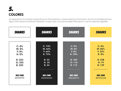 SHARKS - Brand Book Color Palette brand brand book branding color palette flat logo typography ui