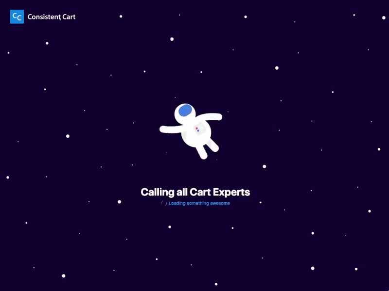 Consistent Cart Loading Animation astronaut consistent cart design flat gif illustration space space ship stars ui ux website