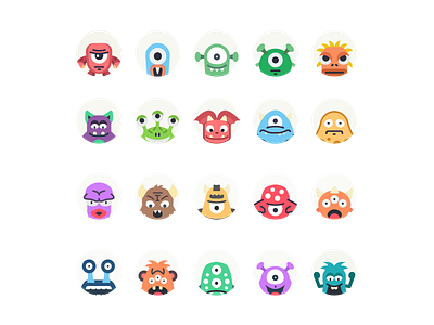 Monster Avatars avatar avatar icons avatars flat flat icon flat icons icons illustration illustrator monster monster avatars