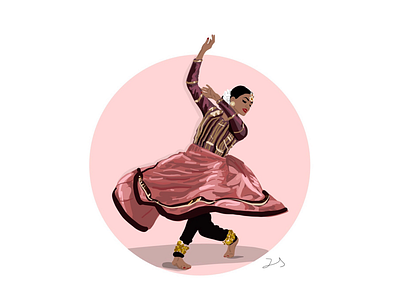 Dancer dance drawing first post first shot firstpost firstshot flat color graphics illustration india movement pink shapes