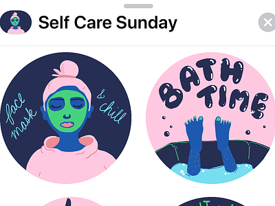 Self Care Sunday app app design app store colorful colors drawing flat color fun geometric illustration lifestyle self care shapes sticker app
