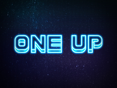 Final One Up Logo 80s arcade bar glitch logo neon outrun retro videogame wordmark