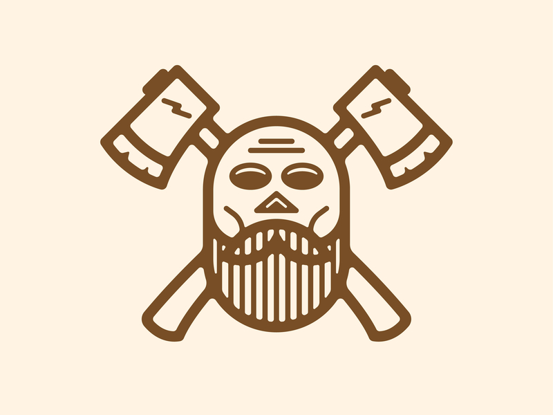 CHOPS Logo Mark ax badge beard character crossbones lightning logo skull