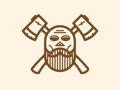 CHOPS Logo Mark ax badge beard character crossbones lightning logo skull