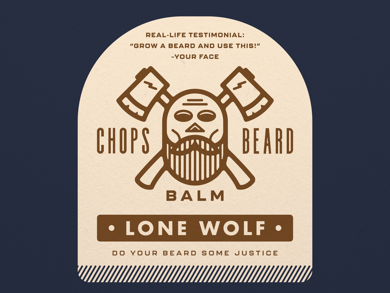CHOPS Beard Balm - Lone Wolf axes badge beard beard balm branding character crossbones label label design logo packaging scent skull
